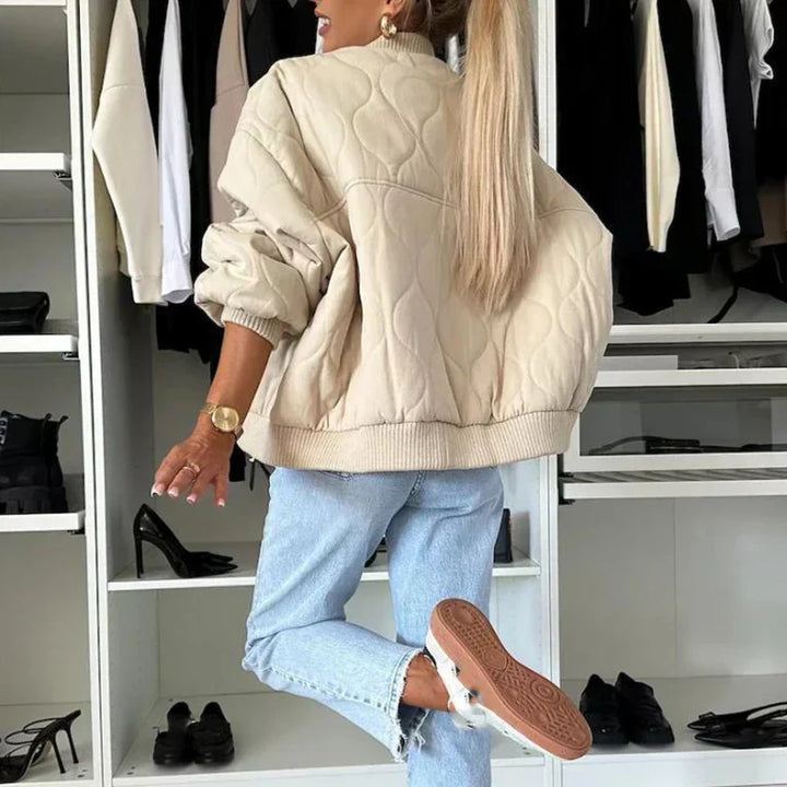 Women's bomber jacket with teddy lining