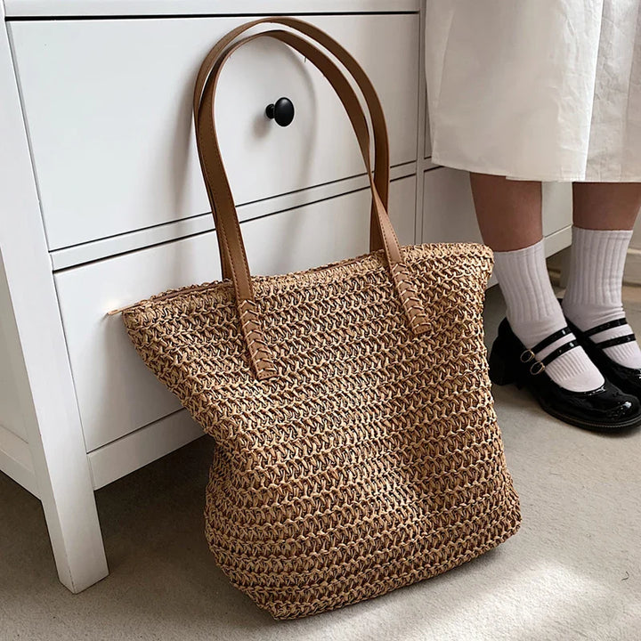 Boho Straw Bag Women – Handmade Large Beach Bag