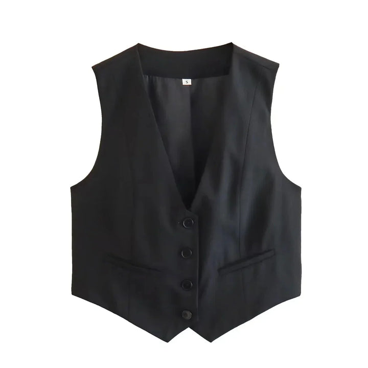 Cropped Gilet Top – black or white, fitted & stretchy – layering must-have