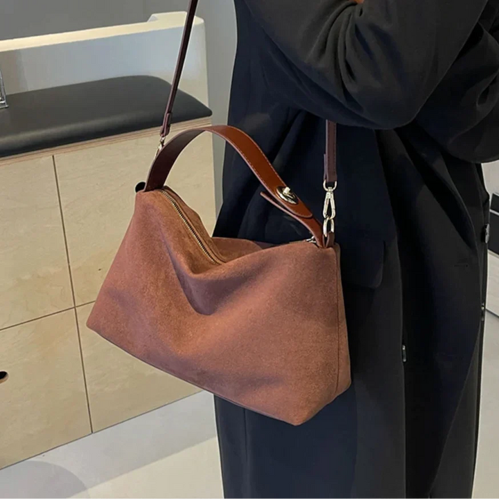 Vegane Wildleder Tote Bag Damen – Wasserdichte Handtasche für Laptop & Alltag