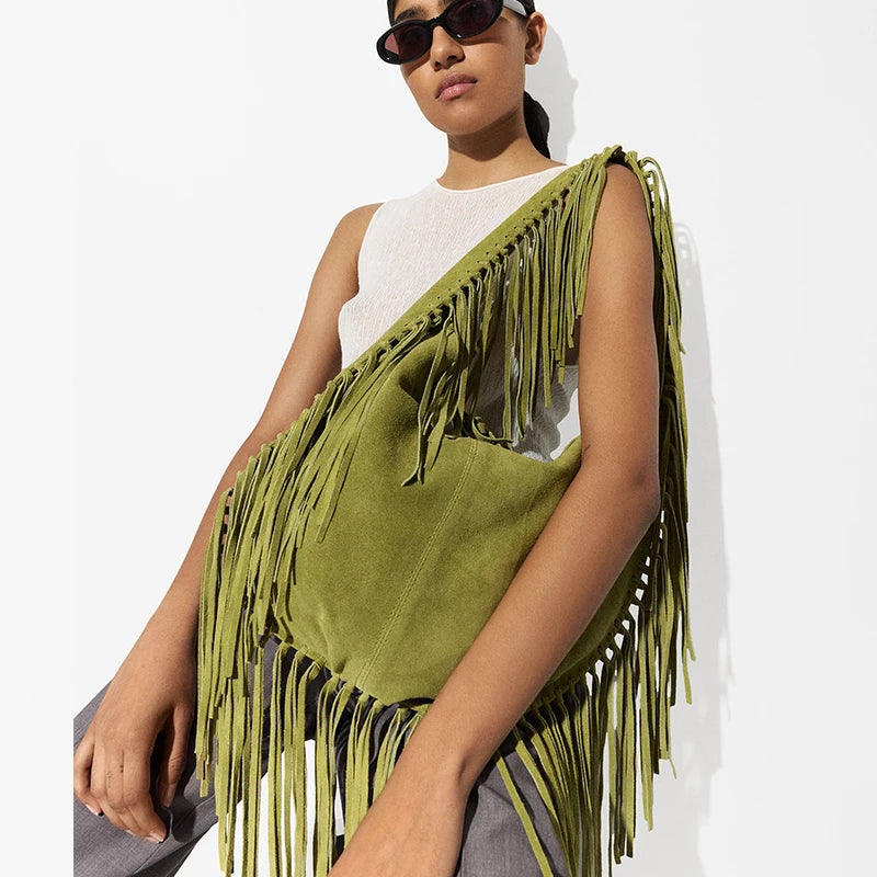 Sac de plage Strohtasche – Grande sac en cuir vegan avec des franges