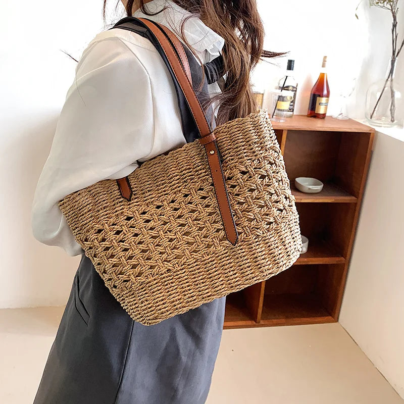 Luxus Strohtasche Damen – Handgefertigte Schultertasche Sommer 2025