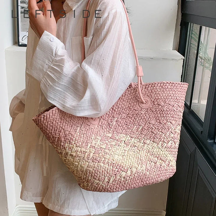 Französische Luxus Strandtasche Damen – Handgefertigte Raffia Sommertasche