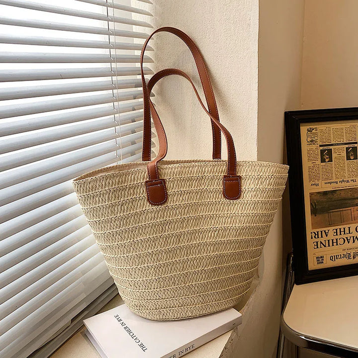 Große Strohtasche Damen – Handgefertigte Luxus Strandtasche