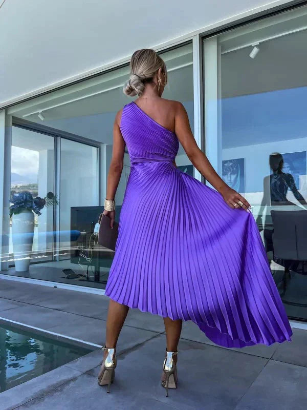 Women's dress pleated asymmetrical elegant | For summer or festive occasions