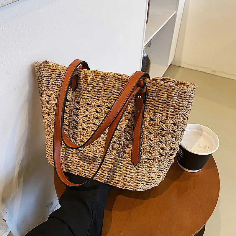 Luxus Strohtasche Damen – Handgefertigte Schultertasche Sommer 2025