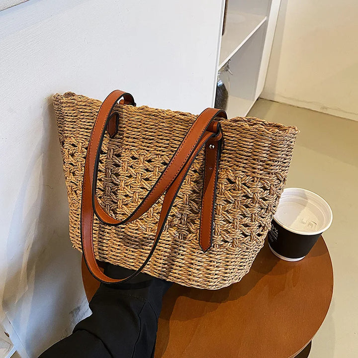 Luxus Strohtasche Damen – Handgefertigte Schultertasche Sommer 2025
