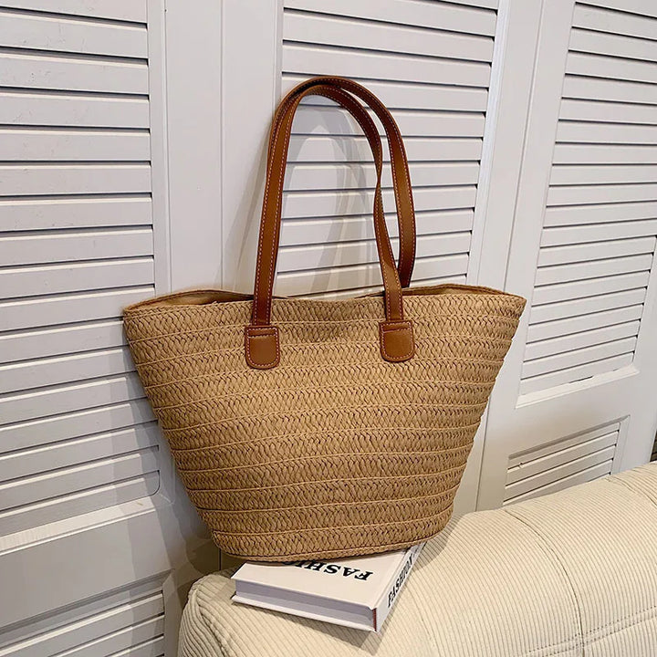 Große Strohtasche Damen – Handgefertigte Luxus Strandtasche