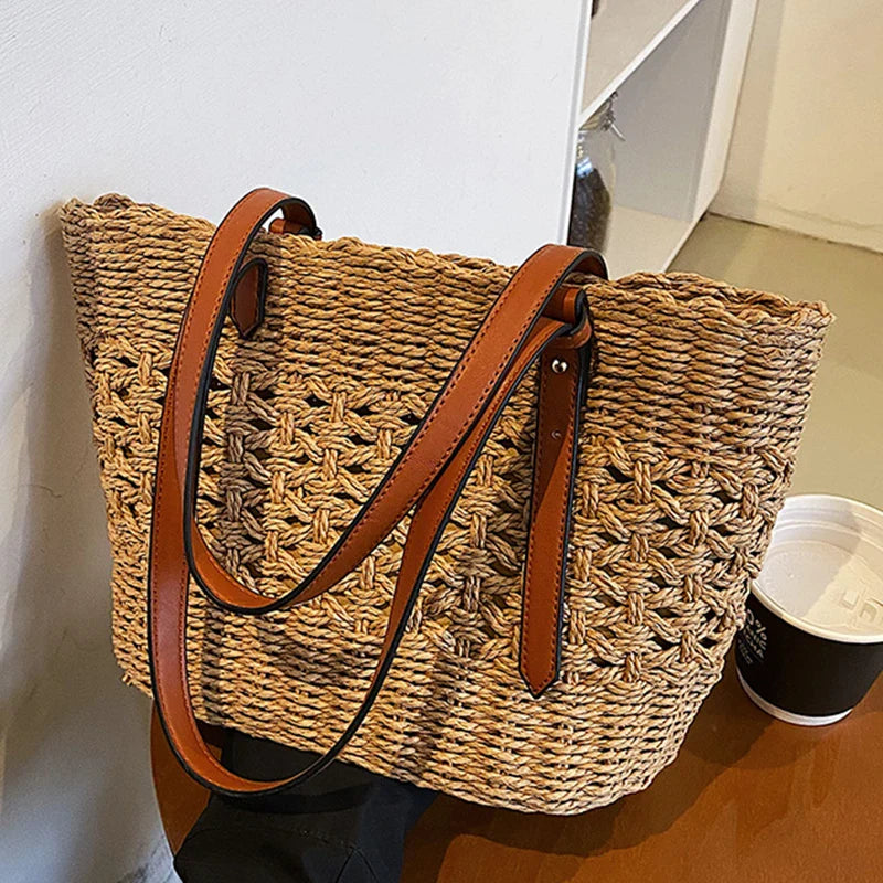 Luxus Strohtasche Damen – Handgefertigte Schultertasche Sommer 2025
