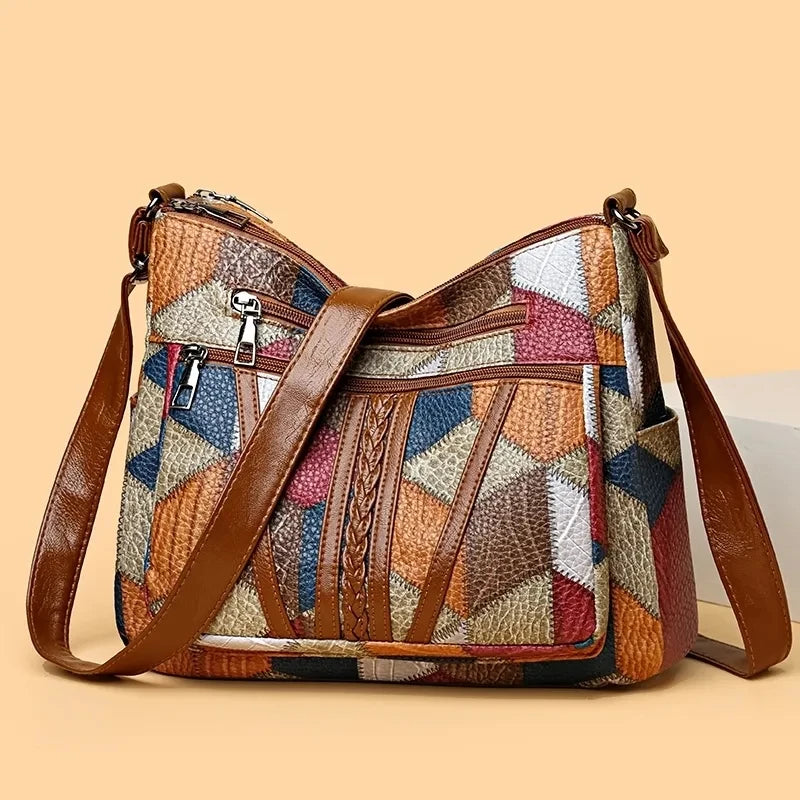 Sac de plage en paille vintage – Grand sac tissé à la main avec cuir vegan