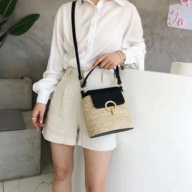 Grande sac de plage en cuir végan – Fait main & Élégant
