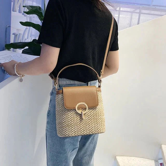 Grande sac de plage en cuir végan – Fait main & Élégant