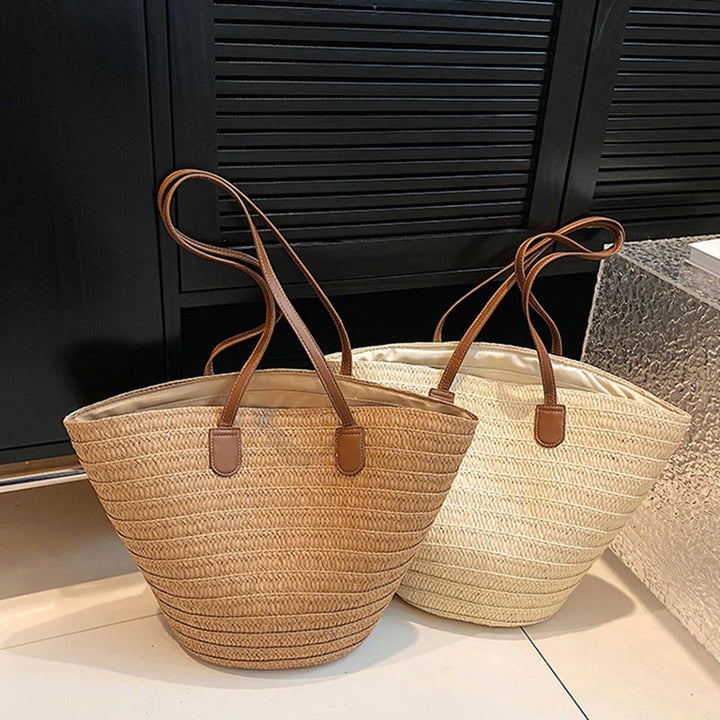 Große Strohtasche Damen – Handgefertigte Luxus Strandtasche