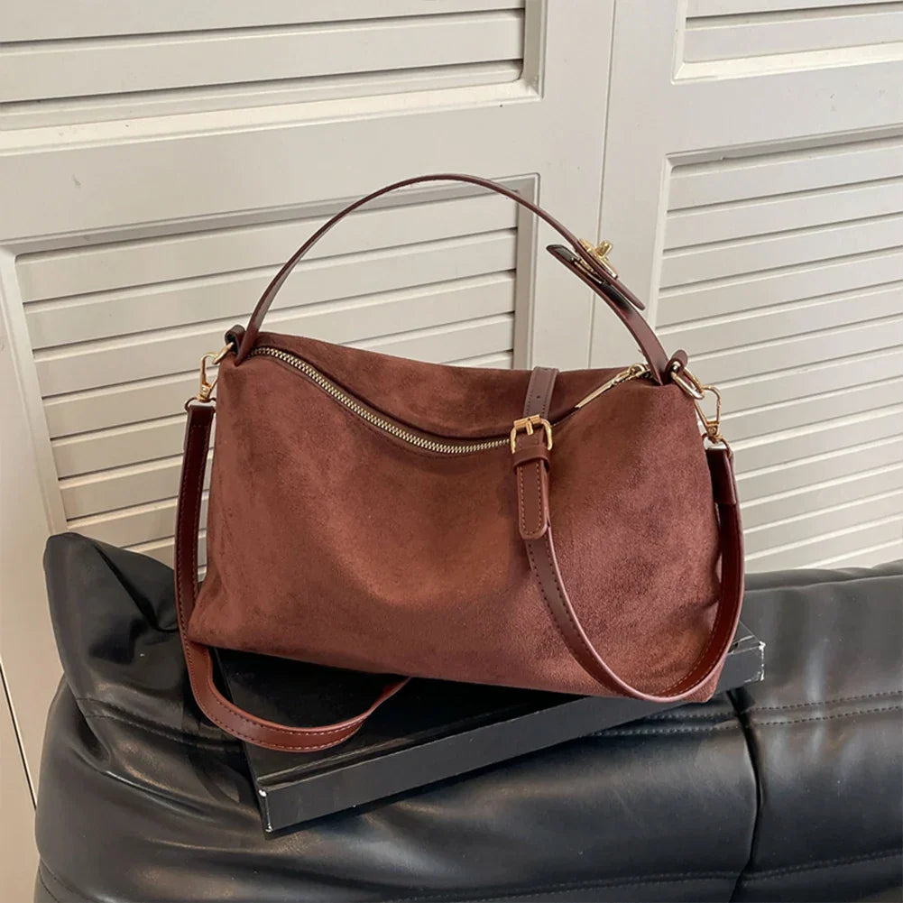 Vegane Wildleder Tote Bag Damen – Wasserdichte Handtasche für Laptop & Alltag