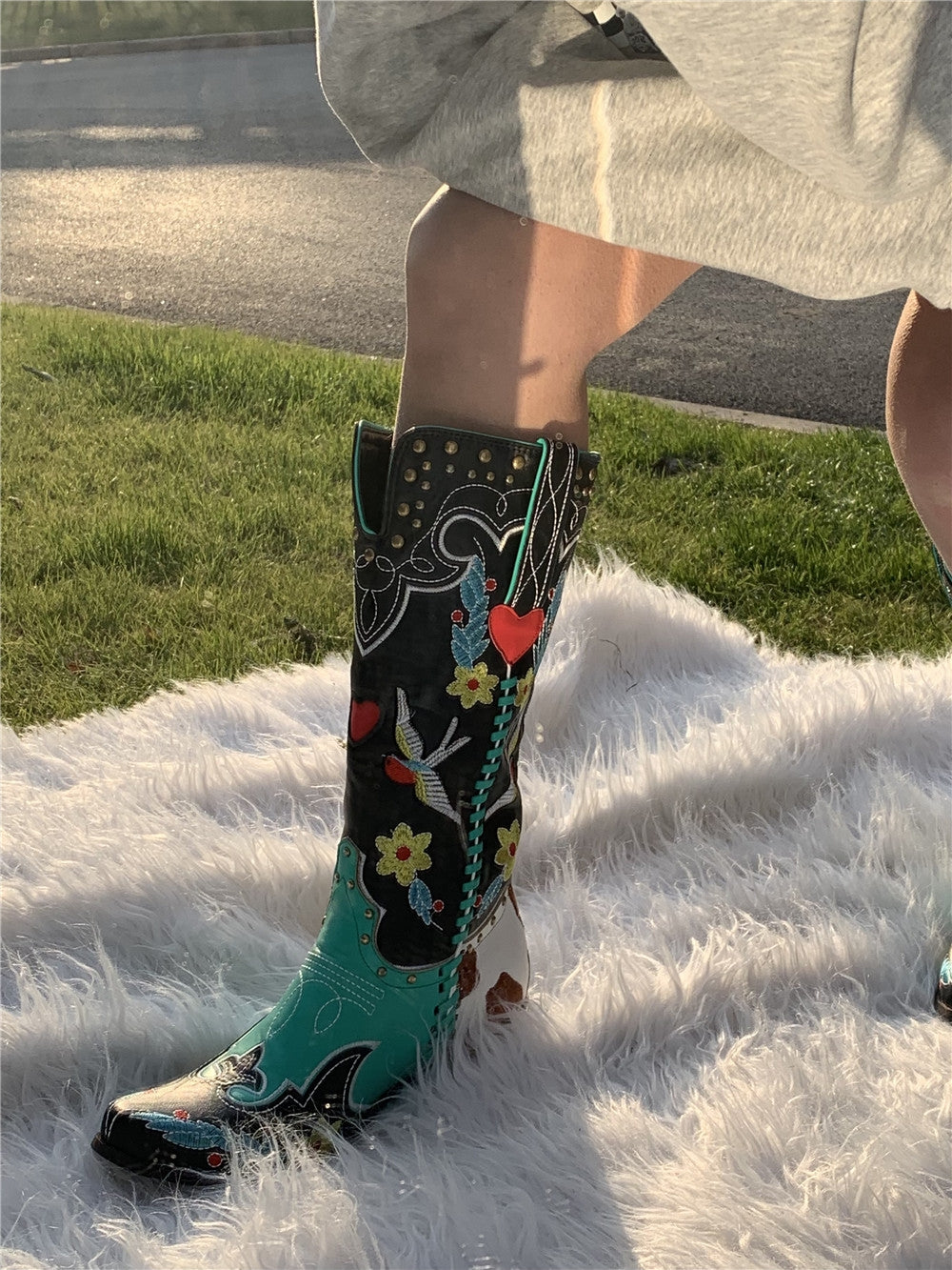 Damen Cowboy Boots Schwarz – Western-Stil mit Blockabsatz
