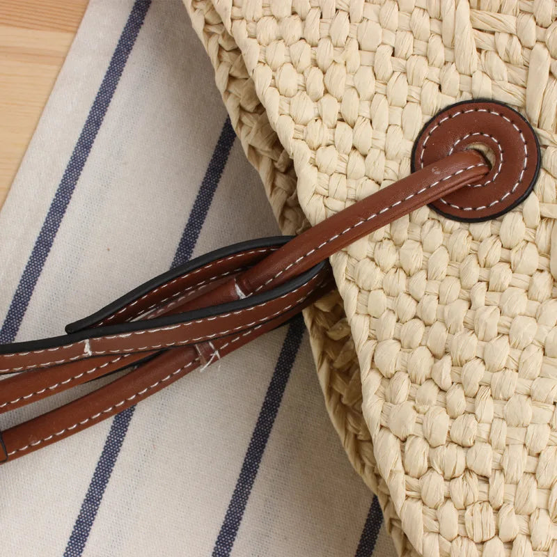 Boho Strandtasche Damen – Handgefertigte Raffia Schultertasche Sommer 2025