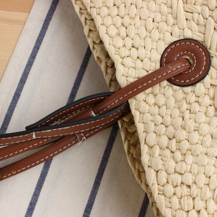 Boho Strandtasche Damen – Handgefertigte Raffia Schultertasche Sommer 2025