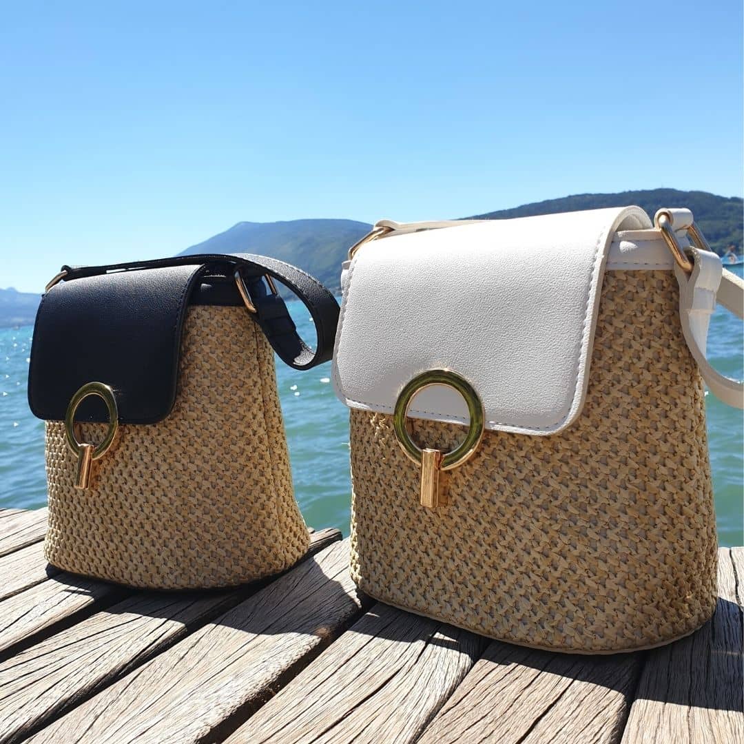 Grande sac de plage en cuir végan – Fait main & Élégant