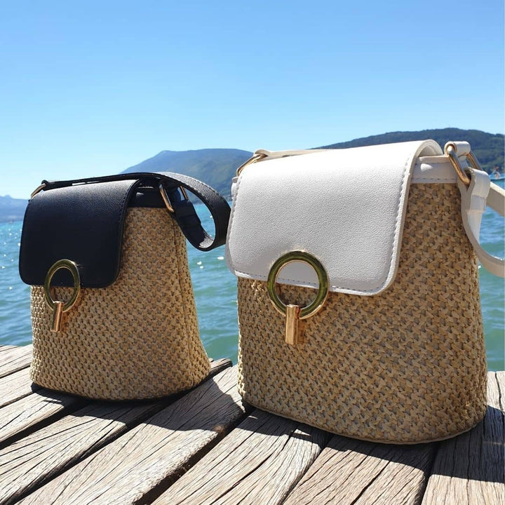 Grande sac de plage en cuir végan – Fait main & Élégant