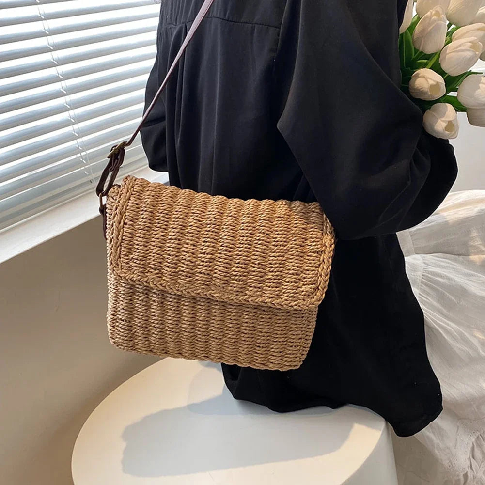 Straw Shoulder Bag Women – Handmade Raffia Crossbody Summer