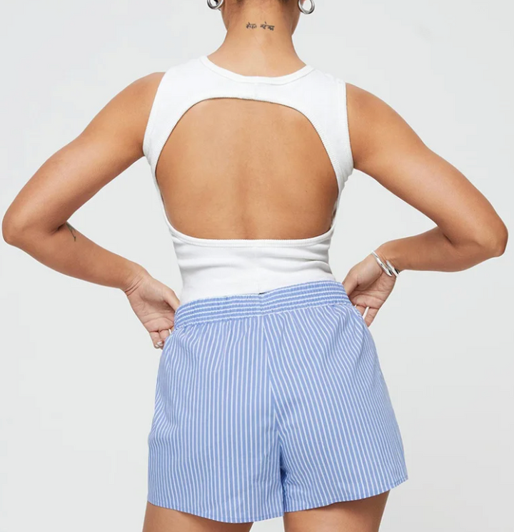 Boxershorts en coton rayés pour femmes – Coupe lounge respirante