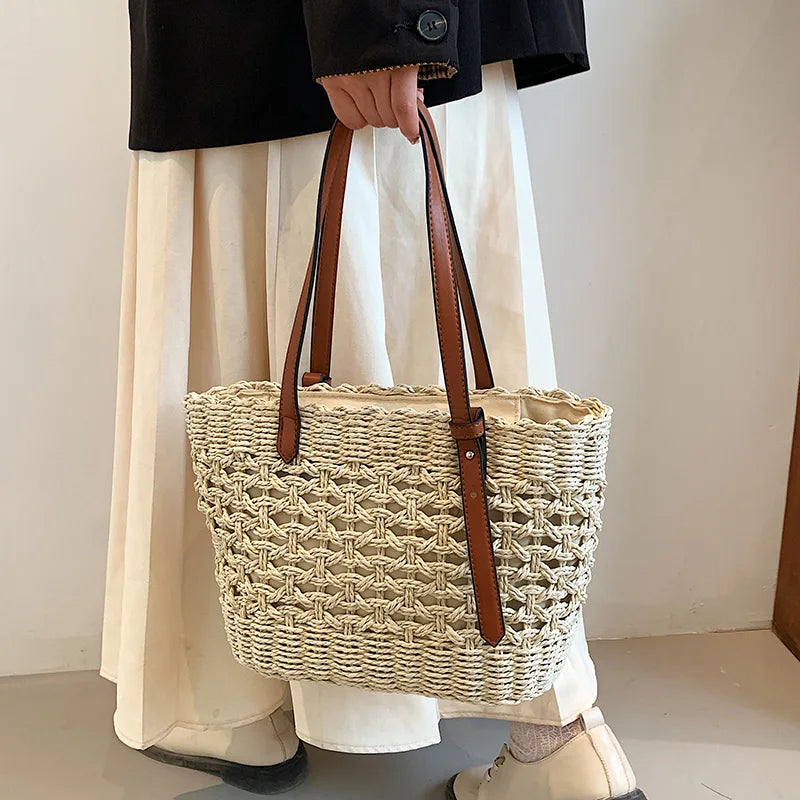 Luxus Strohtasche Damen – Handgefertigte Schultertasche Sommer 2025