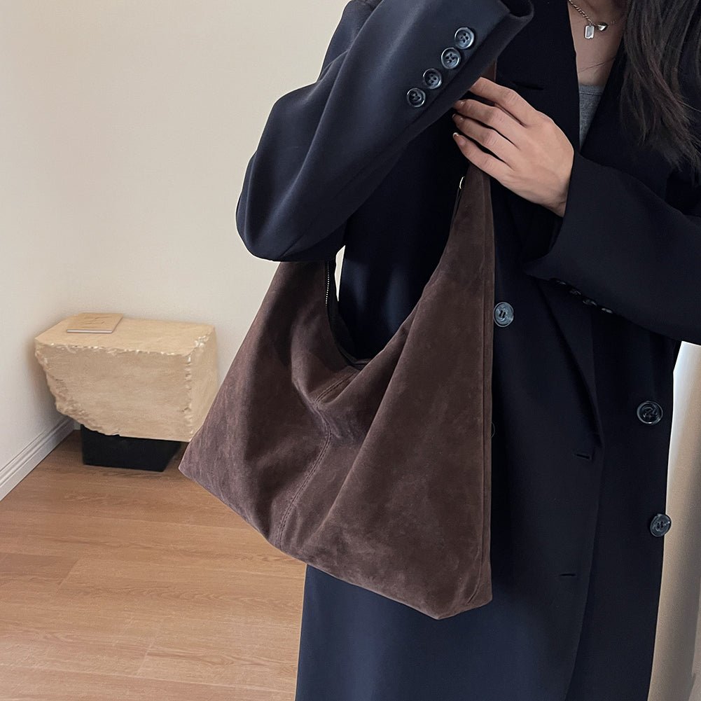 Sac à main pour femmes en daim vegan avec fermeture éclair