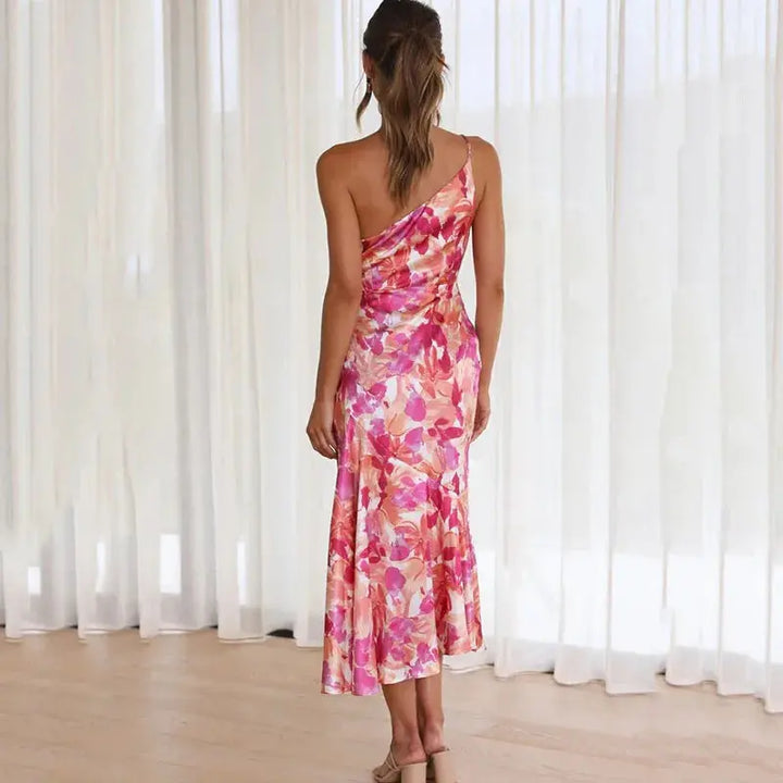 Elegant One-Shoulder Party Dress | Asymmetric | Stretch & Slit