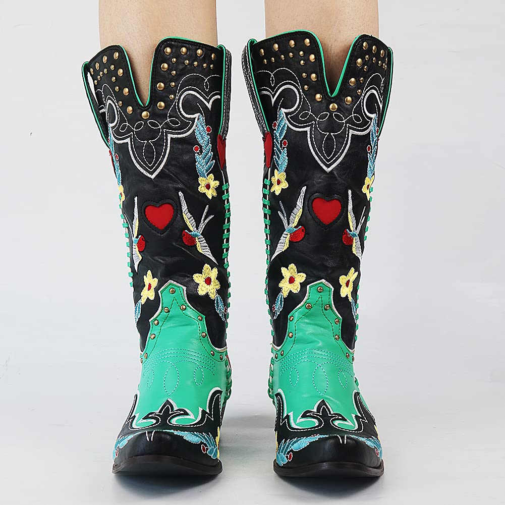 Damen Cowboy Boots Schwarz – Western-Stil mit Blockabsatz