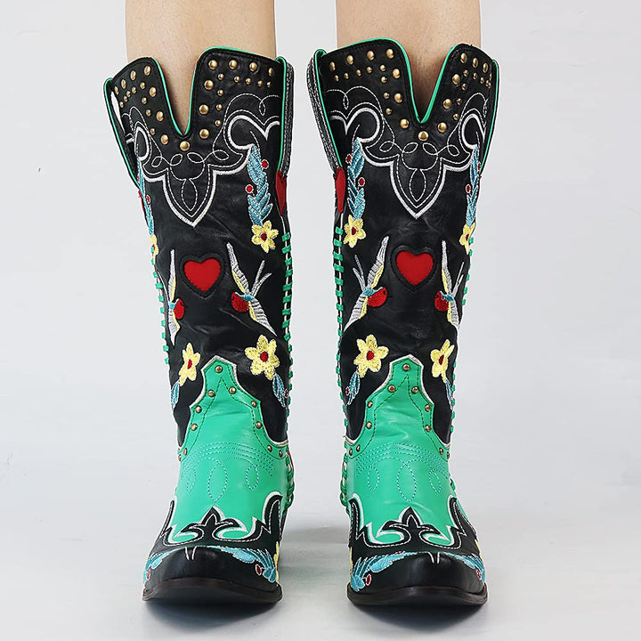 Damen Cowboy Boots Schwarz – Western-Stil mit Blockabsatz