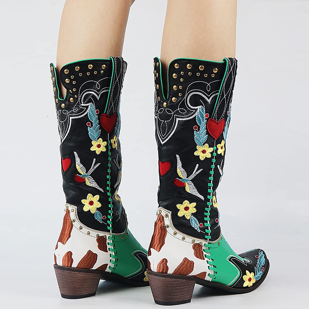 Damen Cowboy Boots Schwarz – Western-Stil mit Blockabsatz