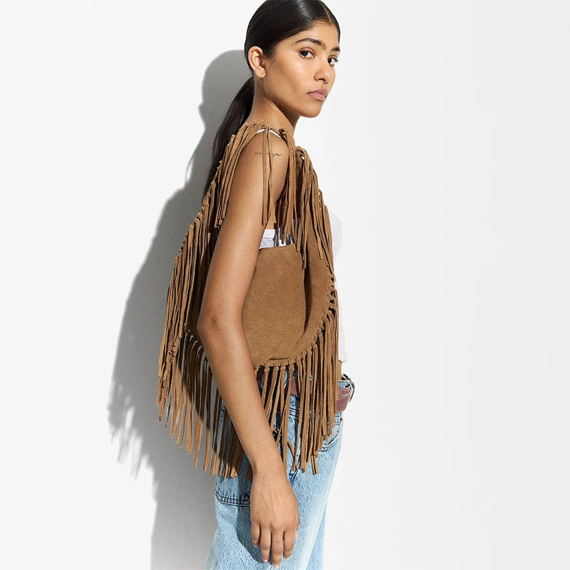 Sac de plage Strohtasche – Grande sac en cuir vegan avec des franges