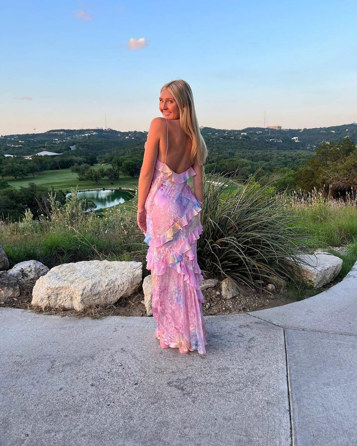 Elegant sleeveless maxi dress – flowing, summer wedding dress