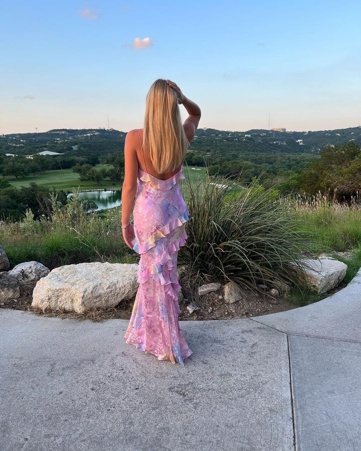 Elegant sleeveless maxi dress – flowing, summer wedding dress