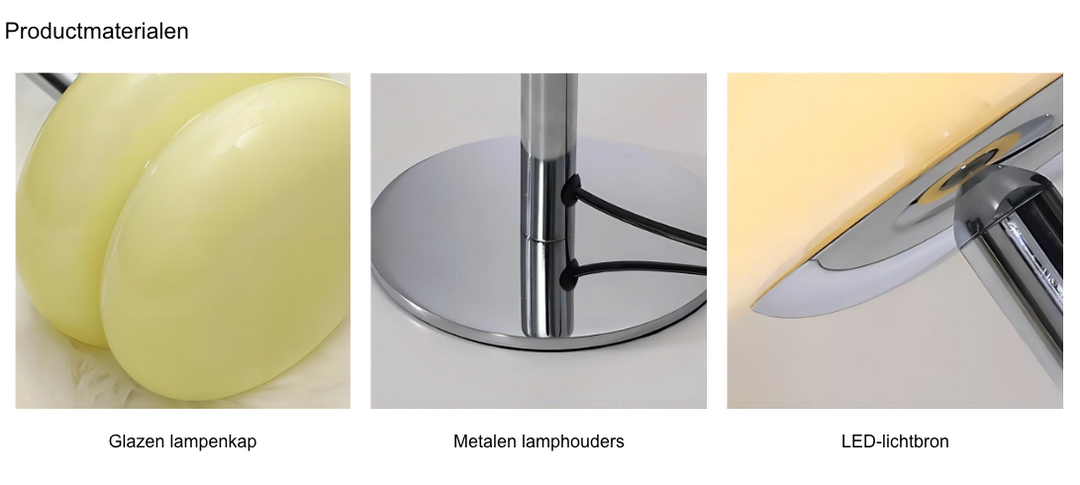 Umberto – Elegante Italienische Tischlampe aus Glas im Bauhaus-Design, Dimmbare LED Tischleuchte 1