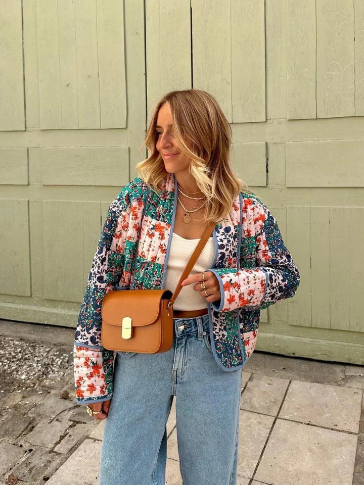 Reversible women's jacket patchwork style with light lining