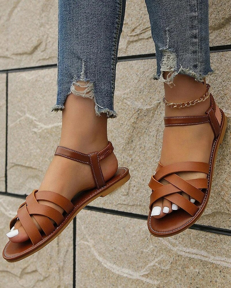 Sandales d'été – Cuir végan, design féminin, antidérapant