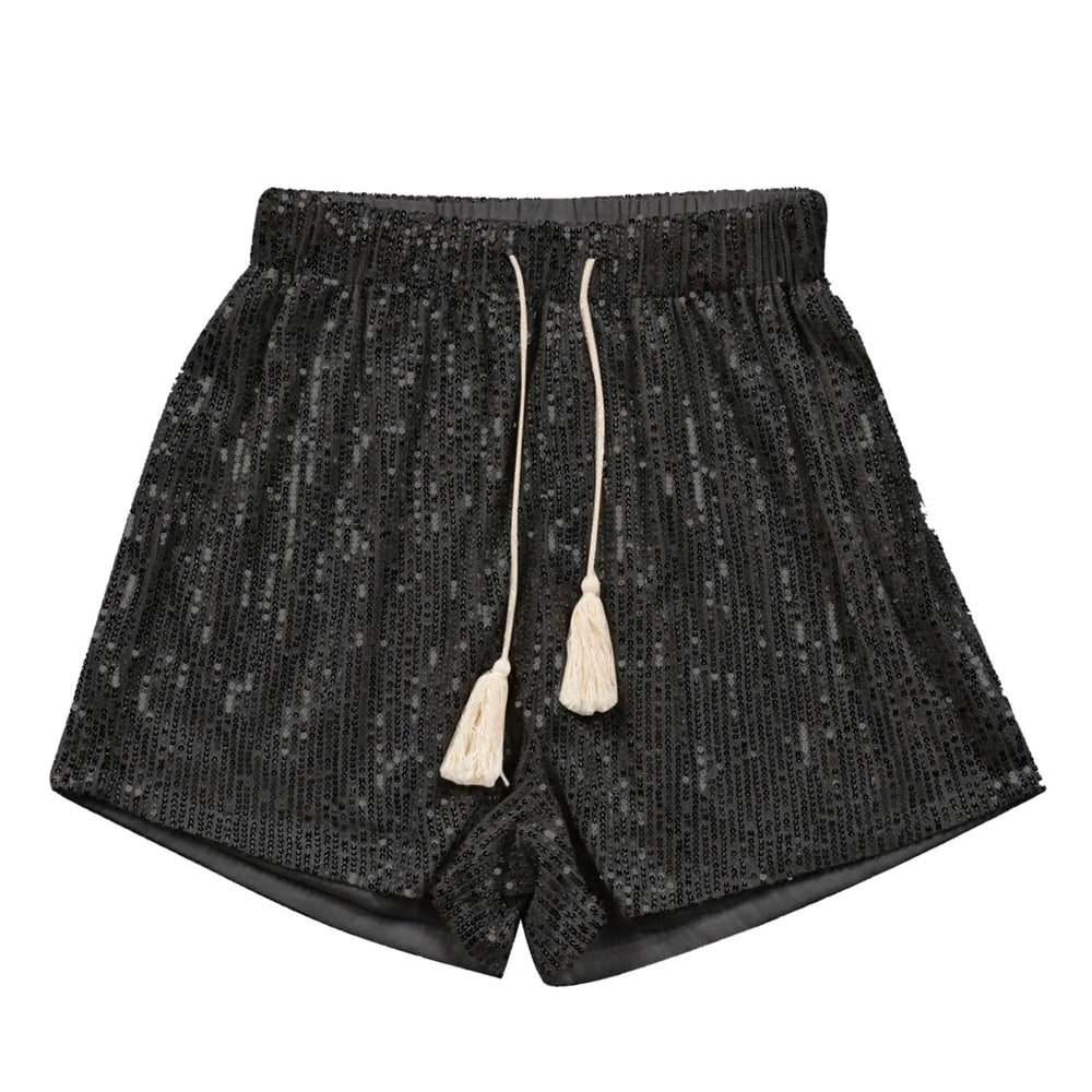 Shorts à paillettes tendance pour femmes | Shorts taille haute pour fête d'été | Mode de soirée brillante