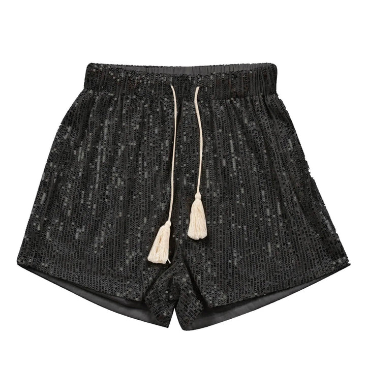 Shorts à paillettes tendance pour femmes | Shorts taille haute pour fête d'été | Mode de soirée brillante