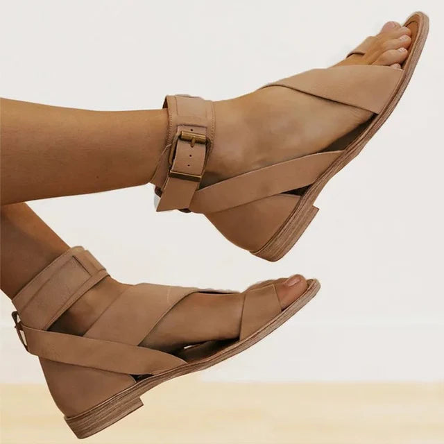 Sandales pour femmes avec lanières enroulées – orteils ouverts – estivales et élégantes