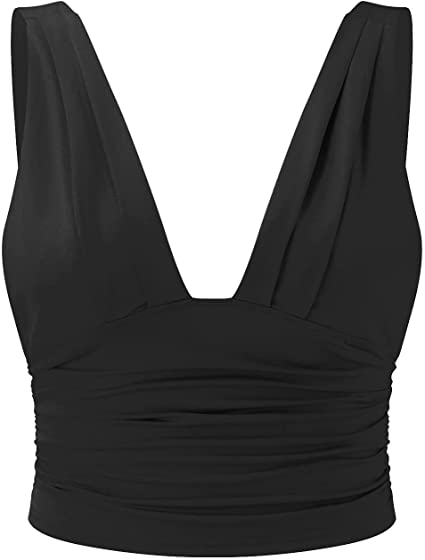 Women's summer top with V-neck – wide straps & stretch comfort