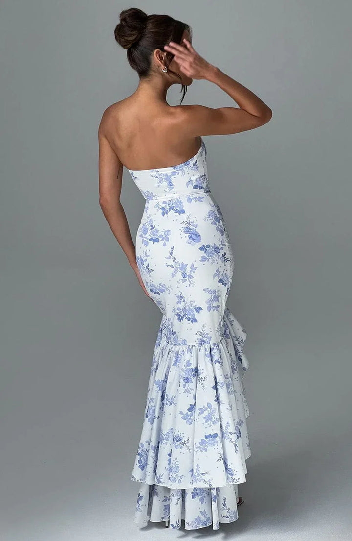 Elegant sleeveless maxi dress with lace-up detail & slit – evening dress