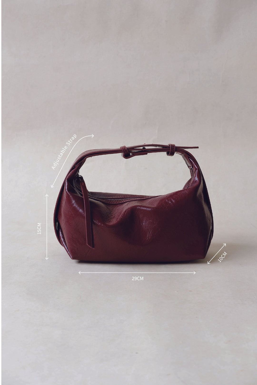 Sac à bandoulière rétro bordeaux en cuir vegan – Sac à main crossbody