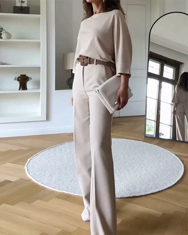 Women's two-piece set made of cotton – casual look with elastic waistband – summer set