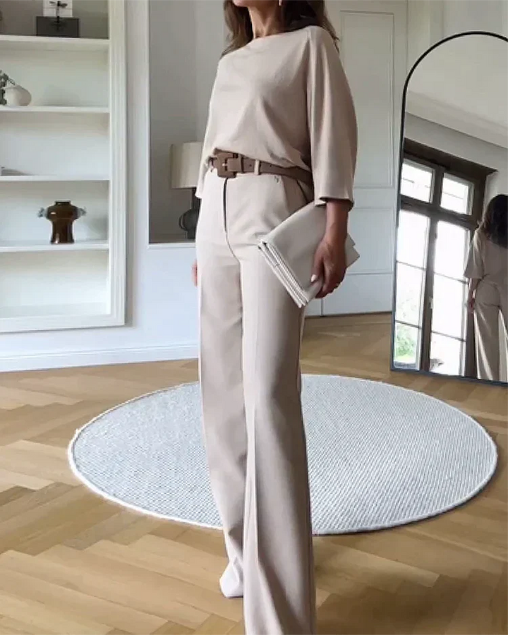 Women's two-piece set made of cotton – casual look with elastic waistband – summer set