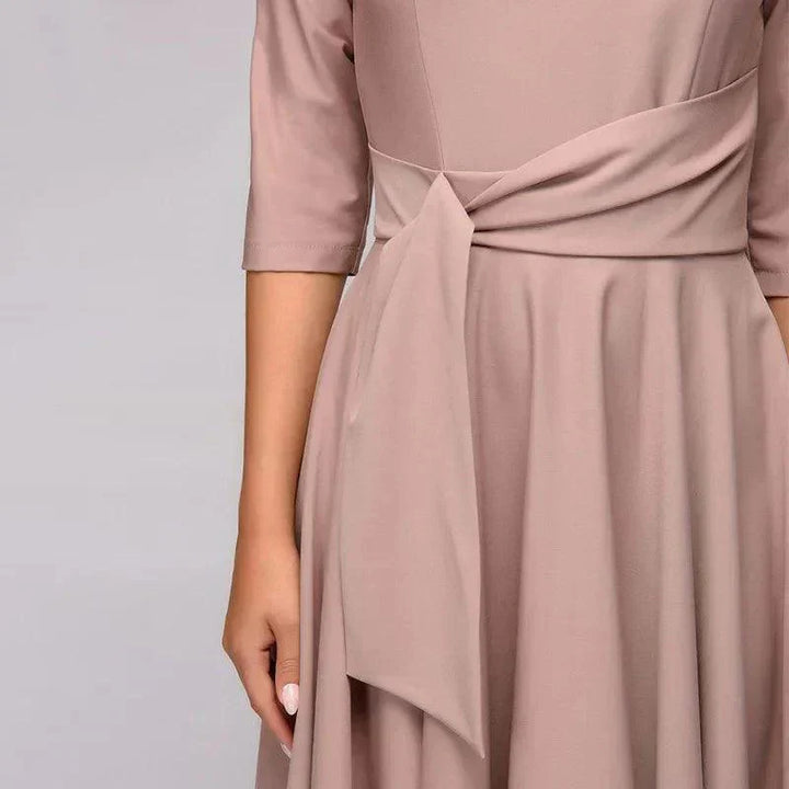 Women's midi dress made of viscose with waist belt – elegantly cut for summer