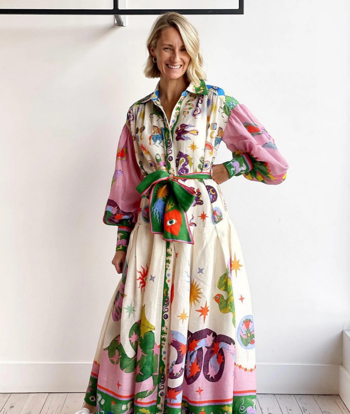 Women's Maxi Dress – Light Fabric – Sleeveless – Printed – Summer Look