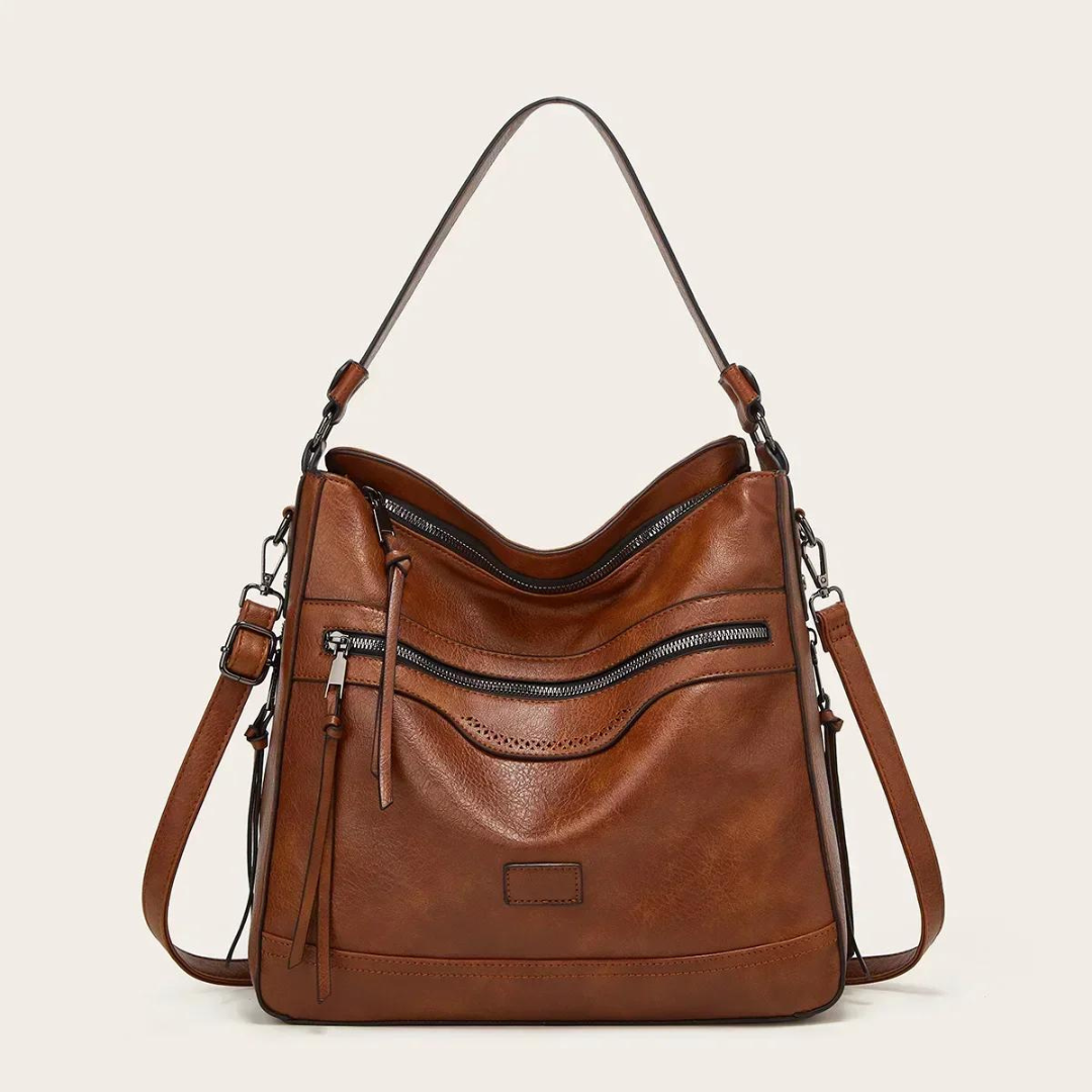 Sac à bandoulière pour femmes en cuir vegan – Élégant sac à épaule grand