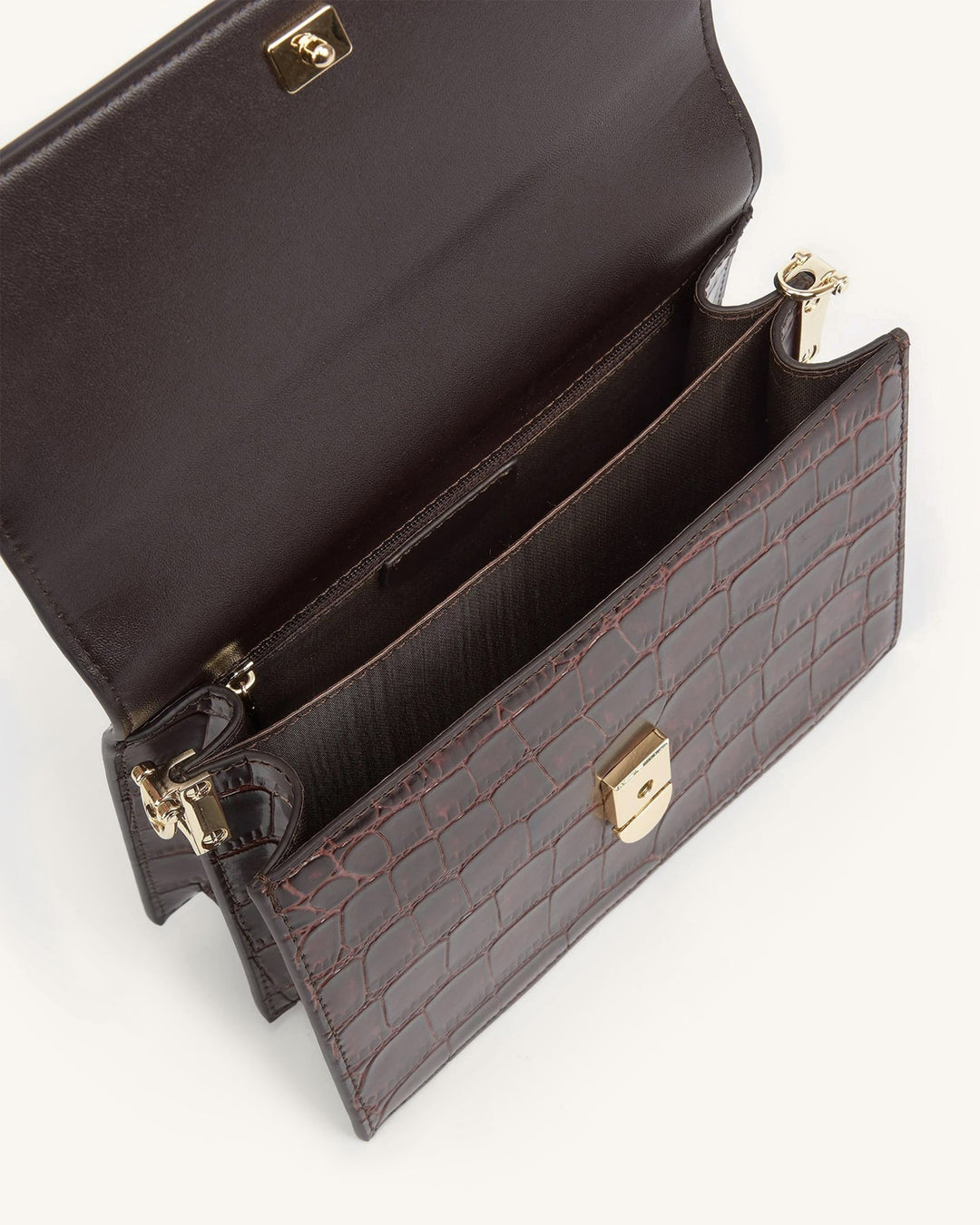 Mini Flap Crossbody - Brun Croco