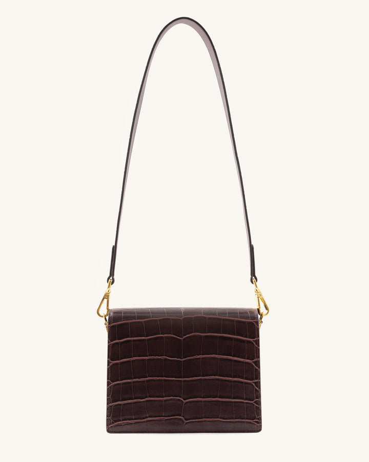 Mini Flap Crossbody - Brun Croco